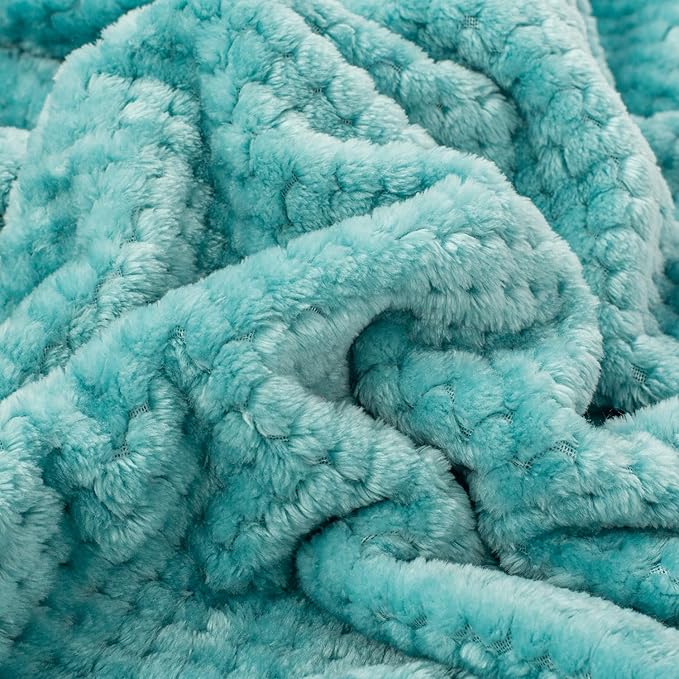 Fuzzy Blanket or Fluffy Blanket for Baby, Soft Warm Cozy Coral Fleece Toddler, Infant or Newborn Receiving Blanket for Crib, Stroller, Travel, Decorative, 30”×40”, Ice Blue+Blue Bell