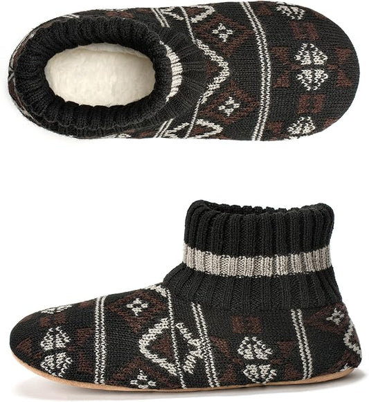 Cozylook Men's Slipper Socks with Grips, Fuzzy Indoor Slippers for Men, Soft Warm Winter Socks with Non-slip Soles