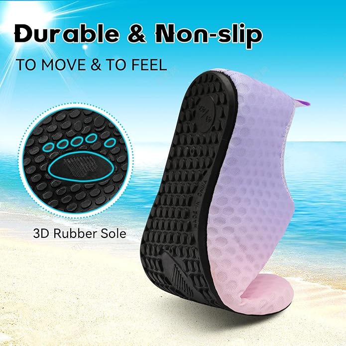 Scurtain Barefoot Water Shoes for Women Men Beach Swim Aqua Socks Summer Quick-Dry Sandals Slippers