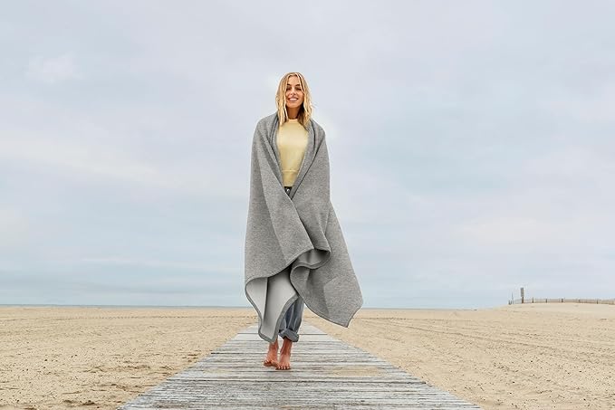MV Sport Lightweight Sweatshirt Blanket Throw – Warm & Cozy, Breathable Oversized Fleece Knit, Couch, Bed, Travel, Cold Nights, and Outdoors – Soft Light Weight Blanket 54" x 84" Graphite
