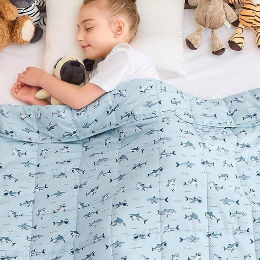 yescool Shark Weighted Blanket 3 Pounds Cooling Weighted Lap Blanket, Heavy Blankets for Sleeping, Weighted Throw Blanket Gifts for 20-40lbs, 36"x48"