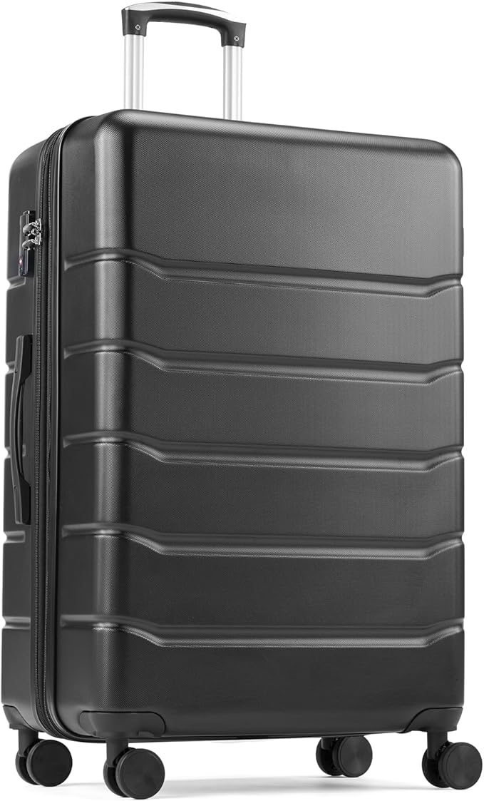 Simple Deluxe 20 Inch Hardside Carry On Luggage, Suitcase with Double Spinner Wheels & TSA Lock, Hard Shell Suitcase, Expandable Rolling Lightweight Luggage, Black