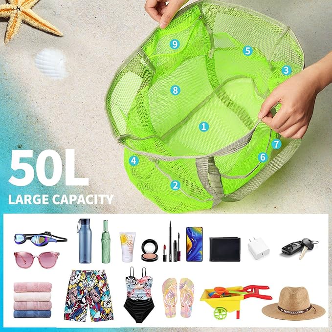 Mesh Beach Bag Vacation Essentials - Large Tote Pool Bag for Women Vacation Essentials Beach Accessories