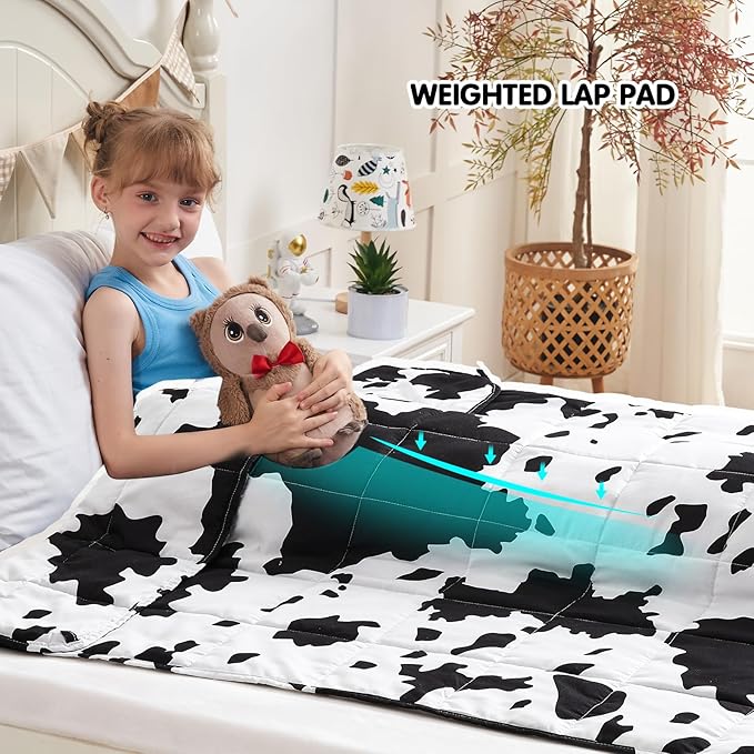 yescool Highland Cow Print Weighted Blanket 3 Pounds Cooling Cow Blanket, Heavy Blanket for Sleeping, Throw Blanket Gifts Weighted Comforter for 20-40lbs, 36"x48"
