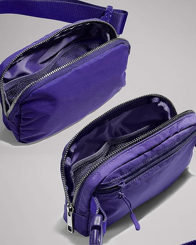 Cross Body Fanny Packs for Women Men Fashion Waist Bag Pouch Nylon Small Travel Crossbody Bags Mini Purse Everywhere Belt Bag Bum Bag with Adjustable Strap for Workout Running Hiking Violet