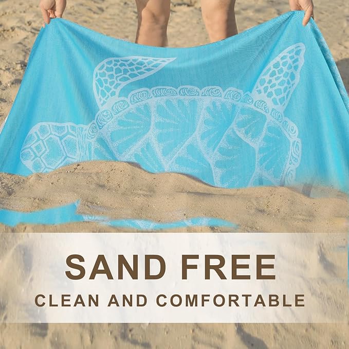 Genovega 2 Packs Turkish Beach Towels Vacation Essentials Quick Dry Sand Free Soft Absorbent Adult Oversized Bath Pool Swim Long Lightweight Thin Fast Drying Over The Chair Towel Sand Turtle Whale