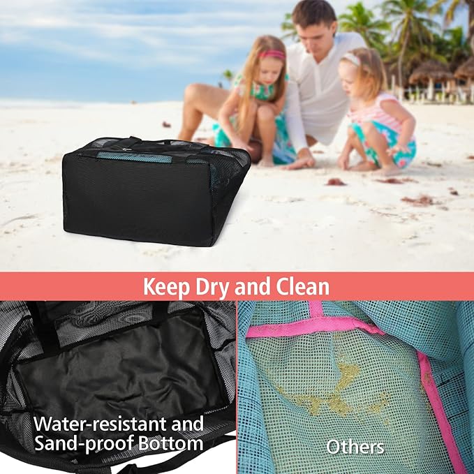 F-color Mesh Beach Bag Family - Large Tote Bag for Cruise Pool Toys Beach Vacation Essentials