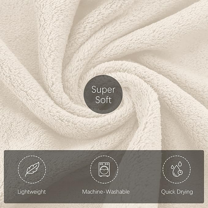 TENSTARS Silk Hemming Bath Towels for Bathroom Clearance - 27 x 55 inches - Light Thin Quick Drying - Soft Microfiber Absorbent Towel for Bath Fitness, Sports, Yoga, Travel, Gym - 2 Pack, Cream