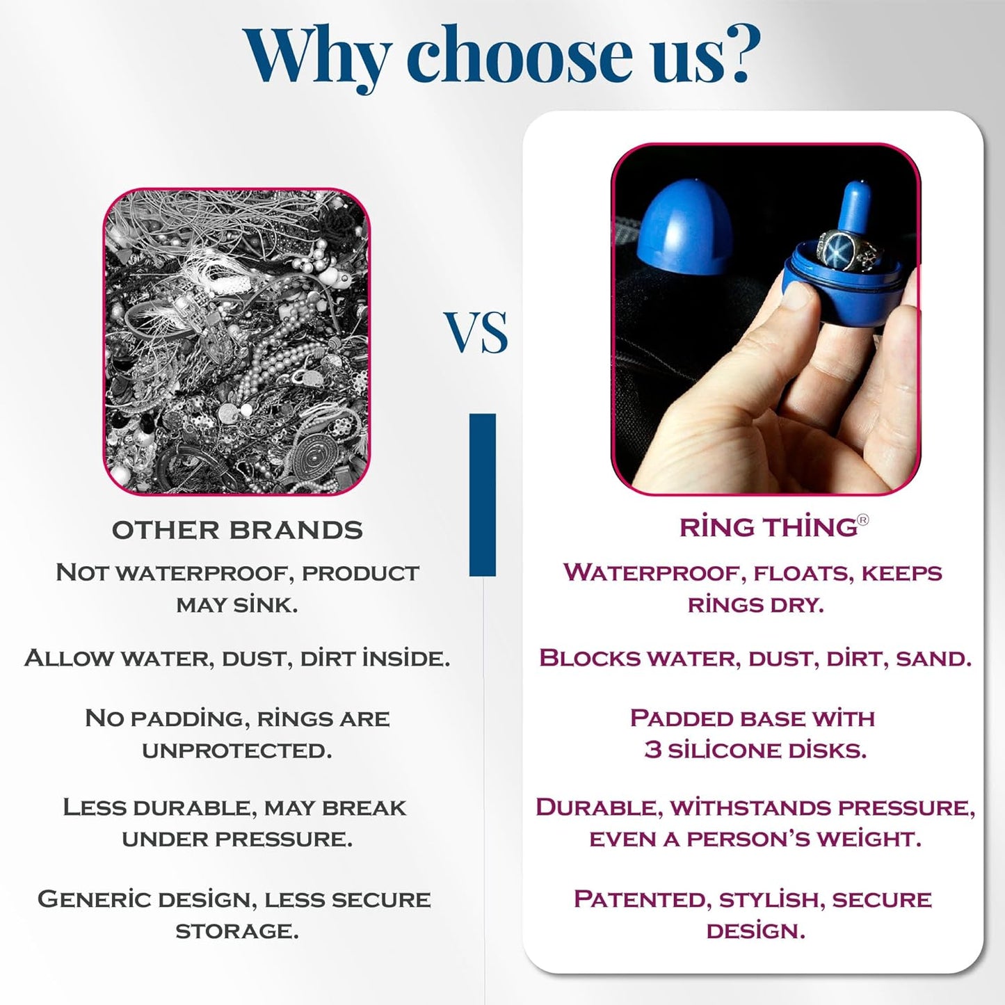 RING THING - Ring Holder Keychain, Jewelry Organizer and Storage, Portable Waterproof Ring Holder, Pill Box Keychain Container, Gym Accessory, and Travel Ring Case (Royal Blue)