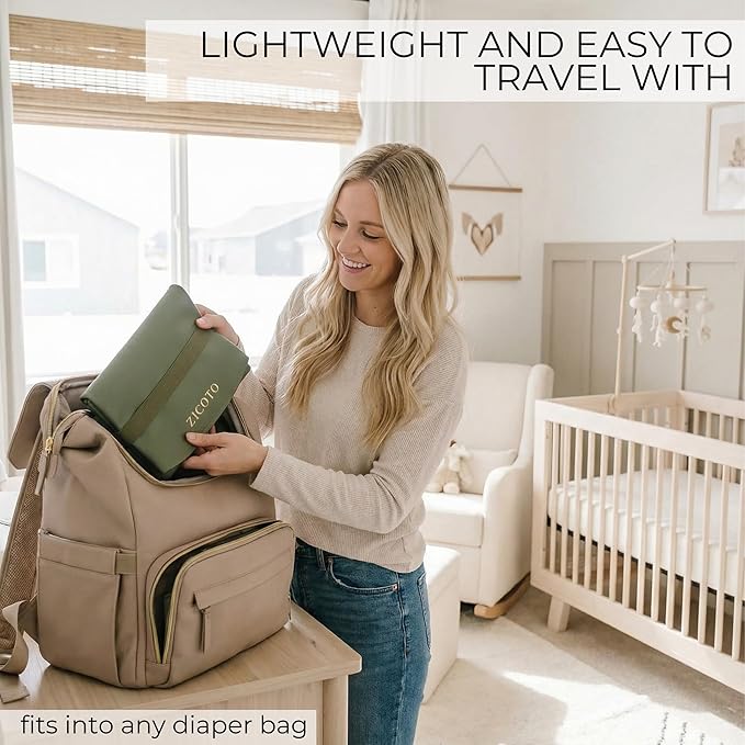 Beautiful Baby Diaper Changing Mat Made of Vegan Leather - Soft and Easy to Wipe Changing Pad for Travel or at Home Use - Lightweight and Foldable Mat That Perfectly Fits Into Any Diaper Bag