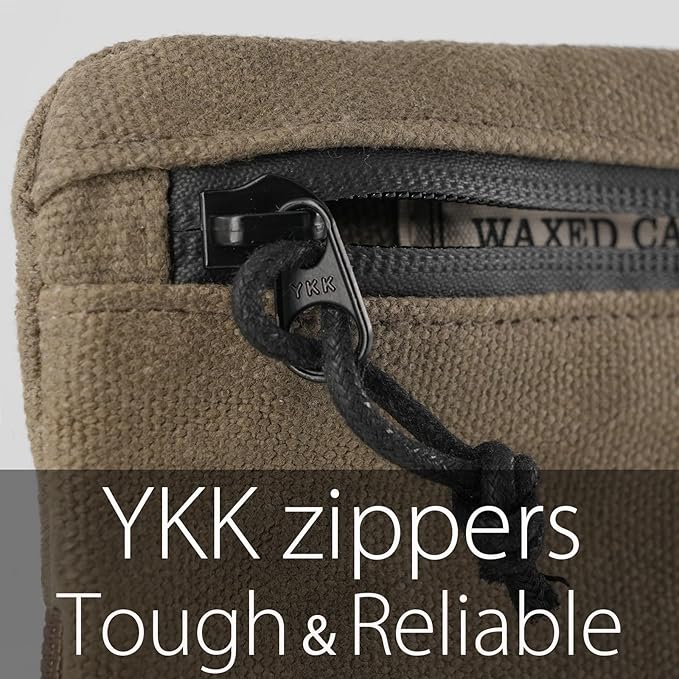 diodrio Belt Zipper Pouches for Men Women Compact EDC Pouch, YKK Zipper, Anti-theft Pickpocket Proof Safety Wallets, Waist Pack for Traveling Hiking, Water Resistant, Tough Waxed Canvas, Olive