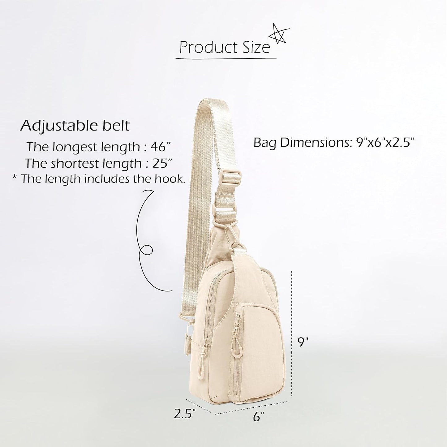 ODODOS Daily Sling Bag with Adjustable Straps Crossbody Chest Bag Lightweight Small Backpack for Casual Traveling Hiking