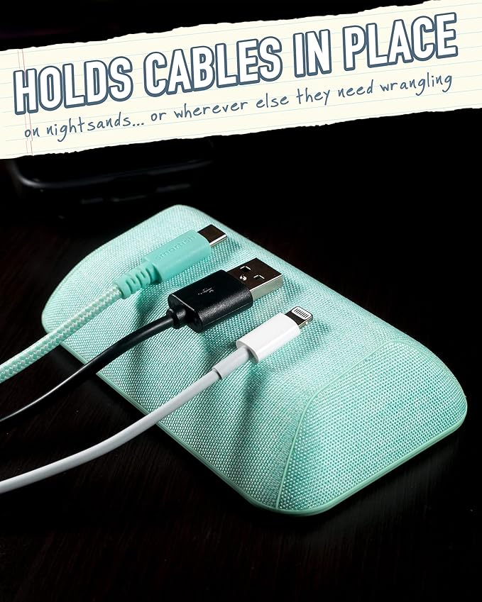 Smartish® Magnetic Cord Holder - Bigger Cable Wrangler Organizer with Magnet Clips for Charger Management on Desktop, Nightstand - Holds 6+ Cables - Teal Me More