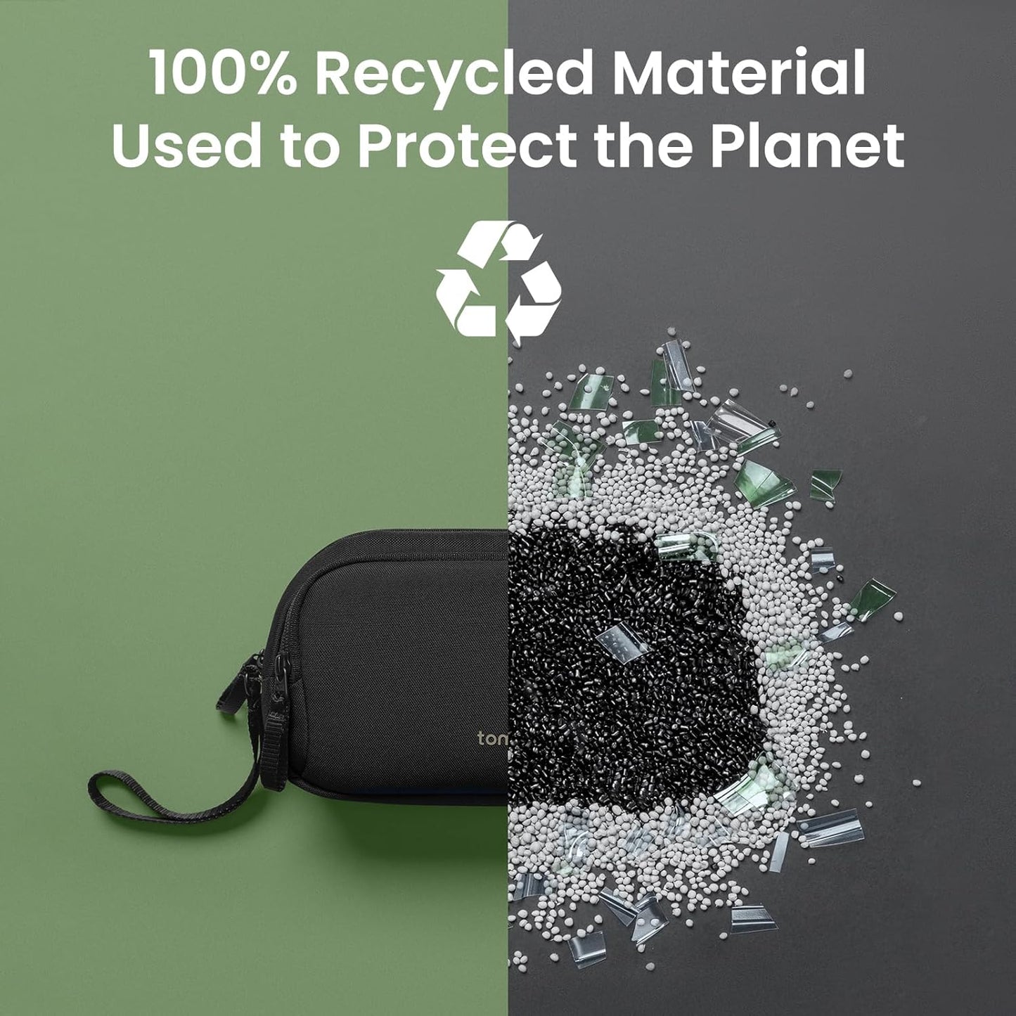 tomtoc Electronic Organizer Travel Case, Water Resistant Dual Compartment Tech Pouch Cable Organization Storage Bag for Charger, Cord, Phone, Hard Drive, Power Bank, Accessories Travel Essentials