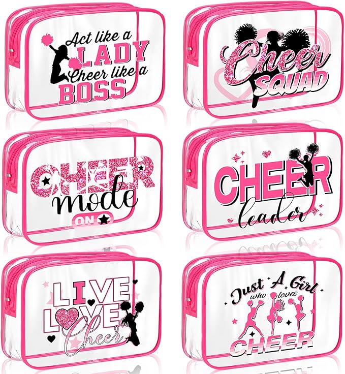 Cunno Makeup Bags Gifts for Women Teacher Beach Cruise Swim Nurse Dance Happy Graduation Gift Survival Kit Clear Cosmetic Bags PVC Waterproof Travel Toiletry Handbags Purses Organizer(Cheer)