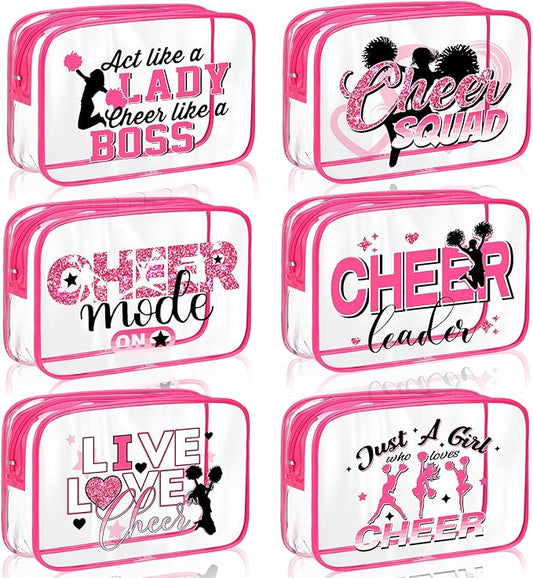 Cunno Makeup Bags Gifts for Women Teacher Beach Cruise Swim Nurse Dance Happy Graduation Gift Survival Kit Clear Cosmetic Bags PVC Waterproof Travel Toiletry Handbags Purses Organizer(Cheer)
