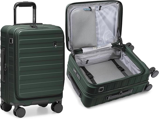 Traveler's Choice Novia Top Opening Expandable Polycarbonate Luggage with Spinner Wheels, Green, 21-Inch Carry-on