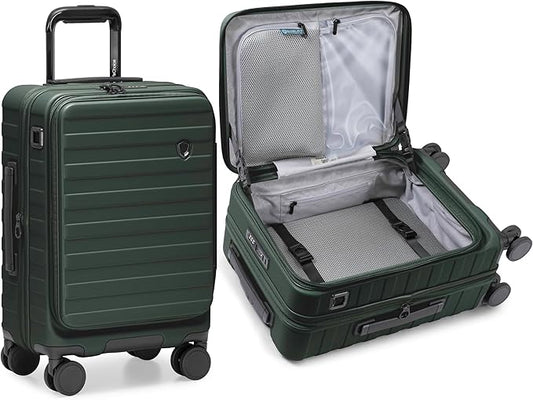 Traveler's Choice Novia Top Opening Expandable Polycarbonate Luggage with Spinner Wheels, Green, 21-Inch Carry-on