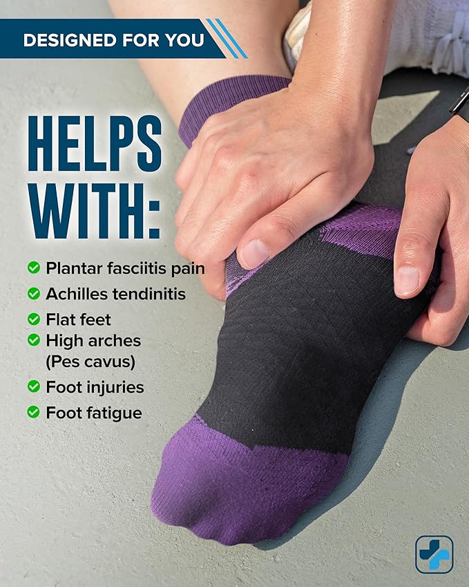 Doctor's Select Plantar Fasciitis Socks - 2 Pairs | Compression Crew Socks for Plantar Fasciitis Relief | Arch Support Socks