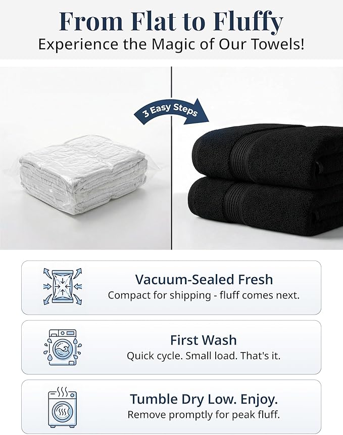 Black Hand Towels for Bathroom - 4 Pack (16"x28"), 100% Ringspun Cotton Hand & Face Towel - Soft, Prevent Fraying, Fade and Shrink Resistant - Daily Use Gym Towels for Men & Family Bathroom Hand Towel