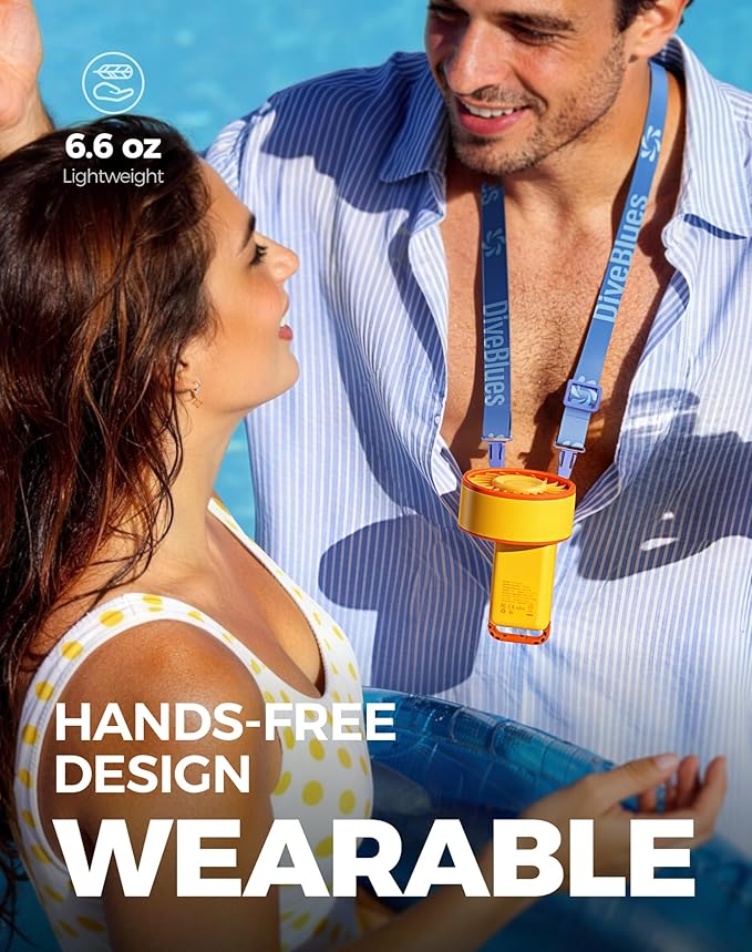 Diveblues Portable Handheld Fan, 7.4m/s High Speed Turbo Fan, 180° Foldable 4-in-1 Personal Neck Fan Integrated Carabiner Clip, 100 Speed Stepless Control, USB-C Rechargeable, 12H Battery, Fanzy D6036