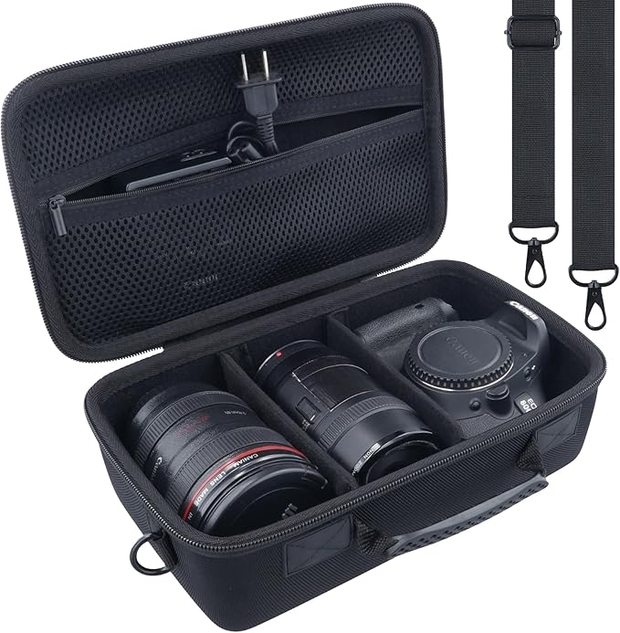 khanka Camera Case for Canon EOS Rebel T7/T100/T6/R50/R100/R5/R7/R8/R6 Mark II/SL3 DSLR Camera,Travel Protective Carrying Case for Canon EOS Rebel Camera and 18-55mm/18-45mm Lens(Case Only)