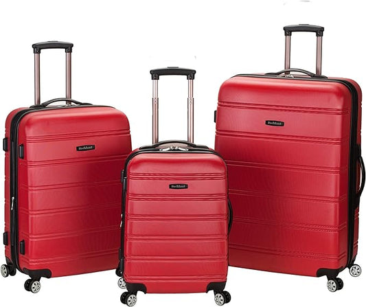 Rockland Melbourne Hardside Expandable Spinner Wheel Luggage, Red, 3-Piece Set (20/24/28)