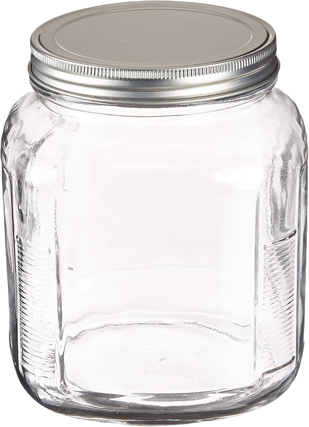 Anchor Hocking 2-Quart Cracker Jar with Brushed Aluminum Lid, Set of 4