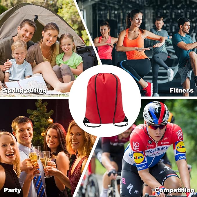 2PCS Drawstring Bags Bulk, String Backpack for Men Women, Cinch Bag Draw String Back Bag for Gym, Sports, Travel, Swimming, Beach, Red