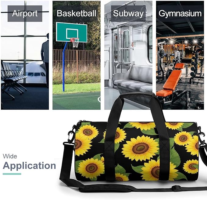 Gym Sports Travel Workout Bag Floral Sunflower (21) Dance Gymnastics Bag Lightweight Carry On Bags Foldable Overnight Bags