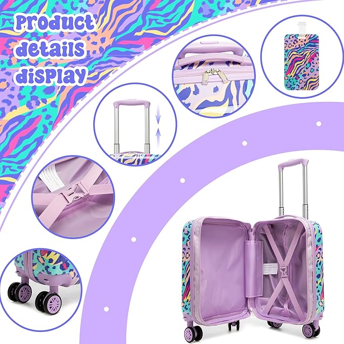 Kids Carry on Luggage Sets 2 Piece Rolling Suitcases for Girls Women with Wheels Suitcase with Travel Pillow Airplane Approved