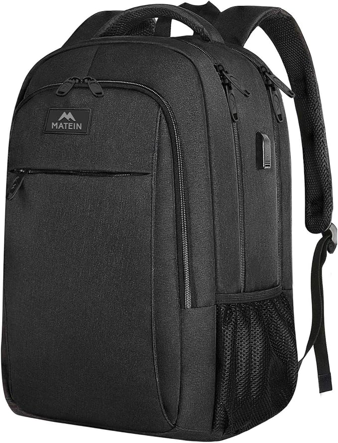 MATEIN Business Laptop Backpack, 15.6 Inch Travel Laptop Bag Rucksack, Water-Resistant Bag Daypack for Work College Computer Men Women Backpack, Black