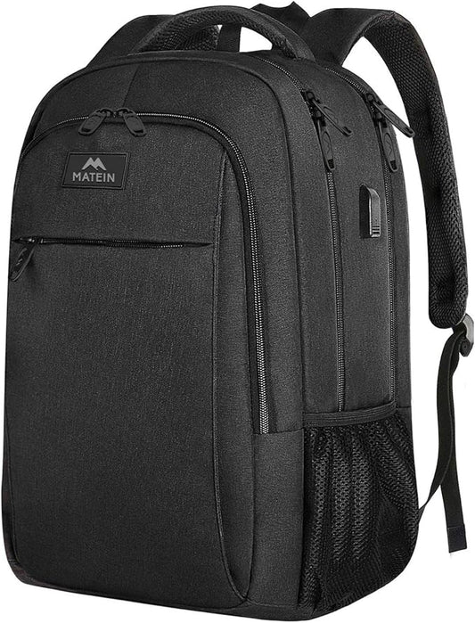 MATEIN Business Laptop Backpack, 15.6 Inch Travel Laptop Bag Rucksack, Water-Resistant Bag Daypack for Work College Computer Men Women Backpack, Black
