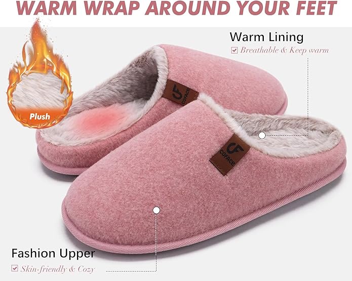 COFACE Mens Cozy Memory Foam Scuff Slippers Casual Slip On Warm House Shoes Indoor/Outdoor Sandal Slippers With Arch Support Rubber Sole Size 7-15