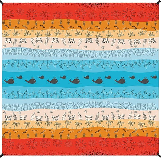 BYDOLL Beach Blanket Waterproof Sandproof Large Sand Free, 78''X110'' Oversized Sandless Lightweight Blanket Picnic Mat for Beach Travel Camping Hiking with Stakes