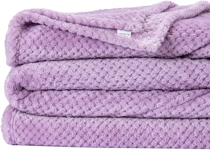 Fuzzy Throw Blanket, Plush Fleece Blankets for Adults, Toddler, Boys and Girls, Warm Soft Blankets and Throws for Bed, Couch, Sofa, Travel and Outdoor, Camping (Queen(80"x90"), XXL-Lavender)