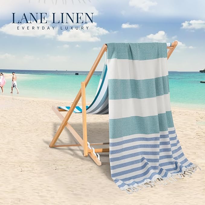 Lane Linen Beach Towels 12 Pack - Oversized & Pre-Washed Large Beach Towel Set - Stylish Pool Towels For Adults, Quick Dry, Soft & Lightweight Lightweight Travel Towel Pack, 39"x71" - Seaside Symphony