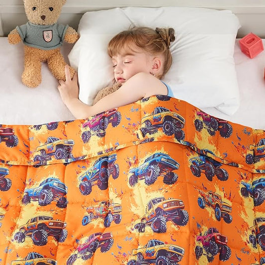 yescool Truck Car Weighted Blanket 7 Pounds Cooling Weighted Lap Blanket, Heavy Blanket for Sleeping, Breathable Weighted Throw Blanket Gifts for 60-80lbs, 40"x60"