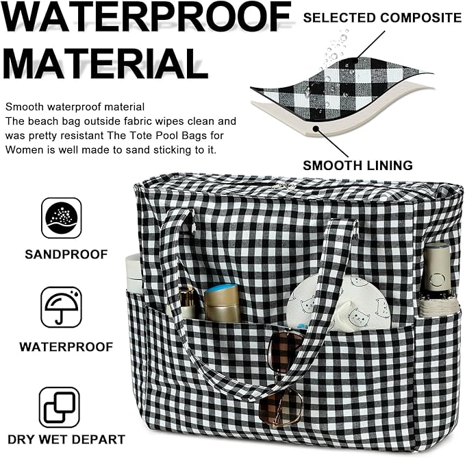 Bluboon Beach Bags for Women, Large Waterproof Tote Bag With Wet Compartment for Pool Weekender Travel Gym