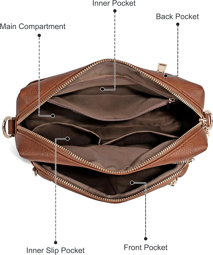 Small Leather Crossbody Bags for Women Anti theft Purses and Handbag Shoulder Hangbag with Wide Strap Tassel