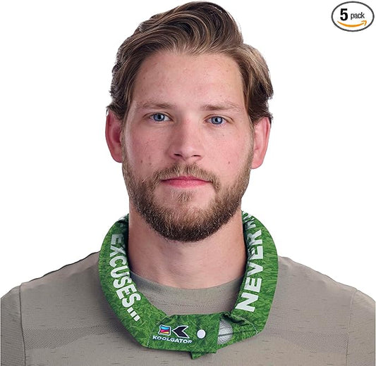 KOOLGATOR Evaporative Cooling Neck Wrap – Reusable Neck Cooler with Long Lasting Relief During Hot Weather Activities, Sports, & Outdoor Work, Golf Excuses, 5 Pack