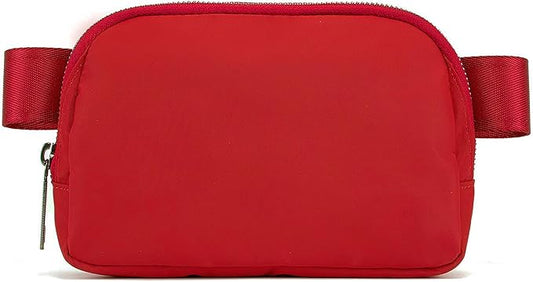 Fanny Pack Cross Body Bag Small Crossbody Bags for Women Men Trendy Nylon Waterproof Mini Purse Travel Running Belt Lulu Dupes Bum Hip Chest Waist Pack Side Bag Must Have Red