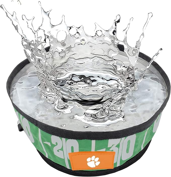 Pets First NCAA Clemson Tigers Collapsible Dog Travel Bowl Set, 2 Pack Food & Water Bowls for Dogs, Best Portable & Lightweight Leak-Proof Dog Bowls for Travel
