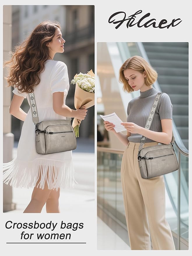 Small Leather Crossbody Bags for Women Anti theft Purses and Handbag Shoulder Hangbag with Wide Strap Tassel