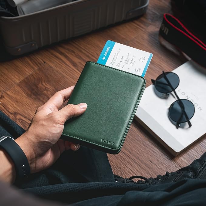 VULKIT Passport Holder For Travel With Magnetic Closure RFID Blocking Travel Wallet Passport Book Cover Boarding Pass Holder Travel Essentials