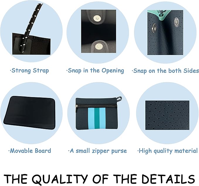 QOGiR Neoprene Multipurpose Beach Bag Tote with Inner Zipper Pocket … … … …