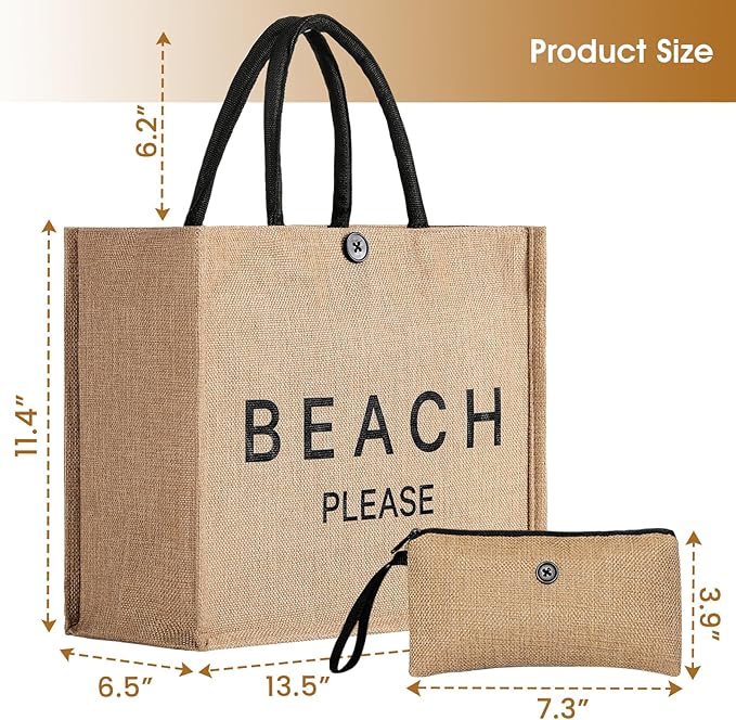Trifabricy Beach Bag for Women, Woven Straw Beach Tote Bag Waterproof, Weaving Swim Gym Shopping Travel Bags with Button