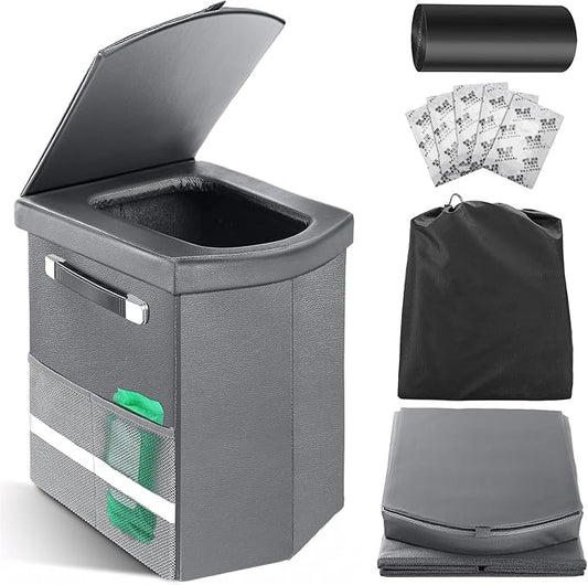 2026 Upgraded 16.5'' XL Portable Toilet for Adults,Tall Camping Toilet with Lid and Convenient Carry Bag, Portable Potty for Camping, Hiking, Car Travel,Truck, RV, Boating, Road Trips, Beach (Gray)
