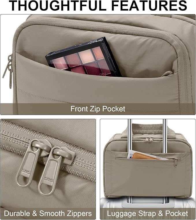 Travel Toiletry Bag for Women, Lightweight Large Quilted Puffy Makeup Bag Wide-open Make up Organizer Cloud Cosmetic Bag w/Handle for Traveling, Toiletries, Essentials, Accessories Oatmeal