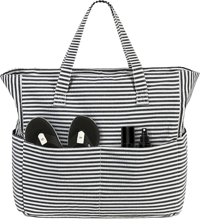 LEDAOU Large Beach Bag Women Waterproof Sandproof Zipper Beach Tote Pool Bag for Swim Gym Grocery Travel with Wet Pocket | Waterproof, Sandproof, Zipper, Pool, Gym, Grocery